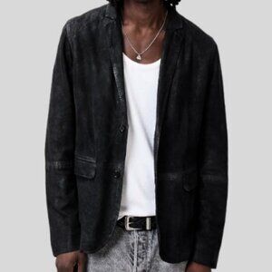 DROMe slim fit suede blazer black men's size L